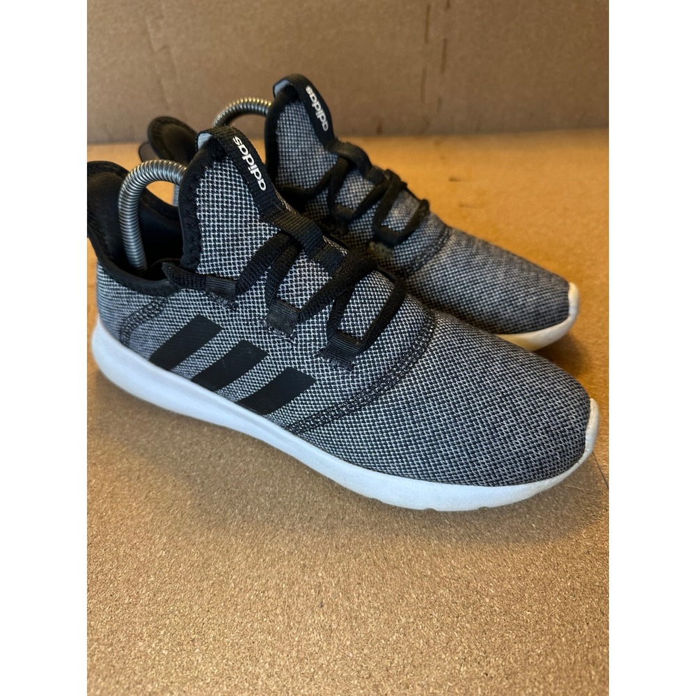 Adidas Cloudfoam Pure Womens 7.5 Running Shoes Black White Knit Sneakers 28Y001